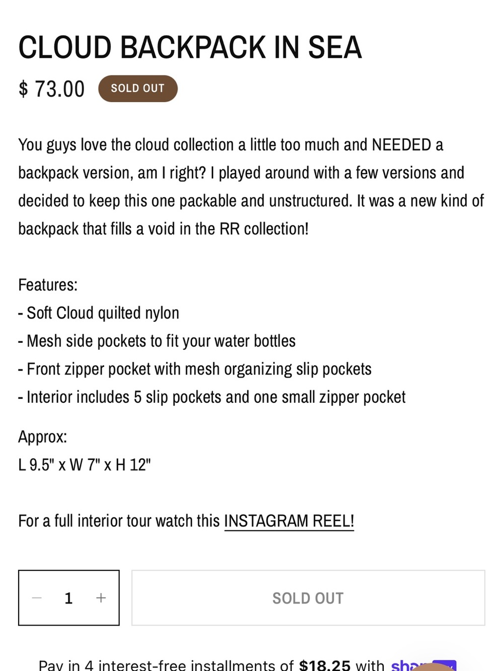 Rad Rev Cloud Backpack - Sea - Picture 3 of 4